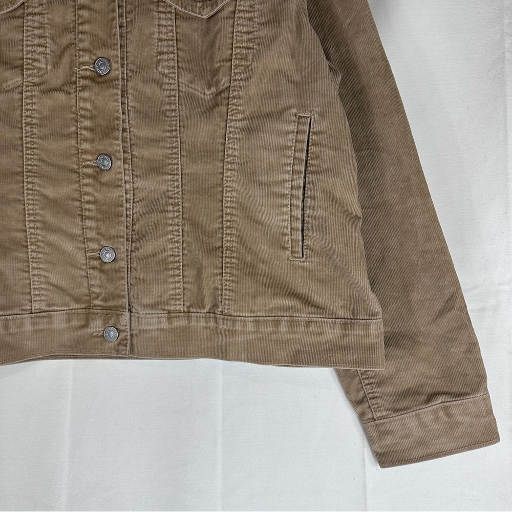 LEVI’S Women’s Size 1X Jacket Coat Corduroy Trucker Style Red Tab Stretch Tan - Picture 3 of 16